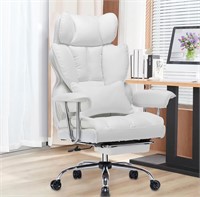 Efomao Desk Chair  PU Leather  Swivel  White