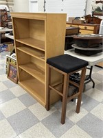 Modern Maple Bookshelf and Barstool