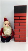 Christmas Santa and vintage chimney, hard plastic