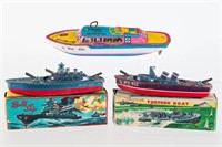 Tin Litho Friction and Wind Up Boats