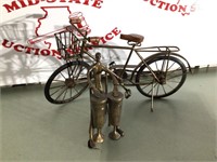 Brass Bicycle & Man Playing Drums Figures