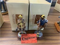2 RED HATS OF COURAGE  FIGURINES