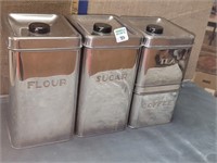 SET OF CHROME CANISTERS