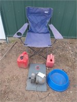(2) Poly Gas Cans, Squirrel Cage Motor,