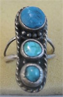 Sterling Silver & Turquoise Ring - Hallmarked