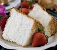 ANGEL FOOD CAKE AND STRAWBERRYS