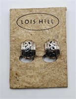Lois Hill Signed Sterling Silver Ornate Earrings