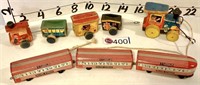 TOYS - VINTAGE WOODEN PULL TRAIN & ZEPHYER SILVER.
