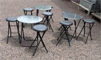 Folding Patio/Cafe Furniture - (3) Tables, (8) Sto