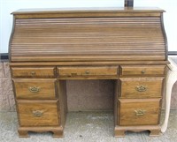 Vintage modern era roll top desk solid wood circa