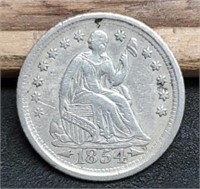 1854-O Seated Liberty Half Dime, XF