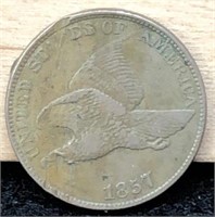 1857 Flying Eagle Cent, F