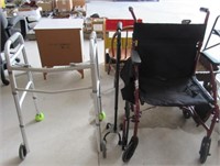 wheelchair, cane & aluminum walker