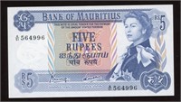 1967 Mauritius 5 Rupees Note