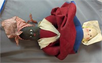 Vintage Hand Stitched Cloth Topsy Turvy Doll