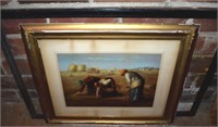 Framed Antique Print The Gleaners 31.5 x 25 -