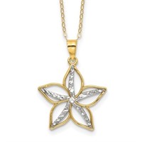 Sterling Silver Diamond Cut Flower Necklace