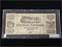 1854 City Bank of New Haven $5 Note