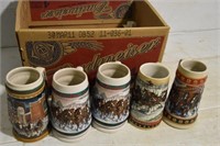 5- Budweiser Holiday Stein Collection