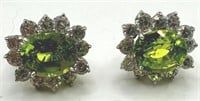 Sterling and 14k Green Sapphire CZ Earrings