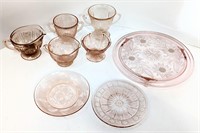Lot of Assorted Pink Depression Glass 8Pieces
