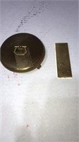 Round metal w lid. Flat lighter cigar box