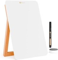 Desktop Glass Whiteboard with Reversible Wood Stan