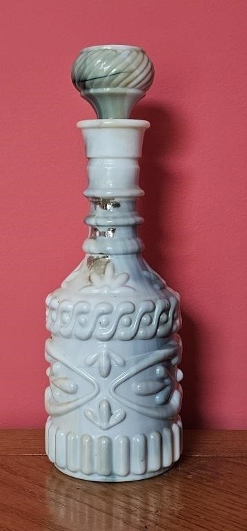 Vintage Jim Beam Blue Gray Slag Glass Bottle
