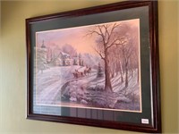 2 Framed Art Large Winter Scene Carl Valente &