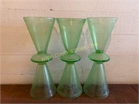 Set of 6 Green Depression Glass Glasses
