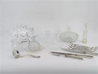 Crystal Serving Bowls Dishes Spoons Utensils Knife