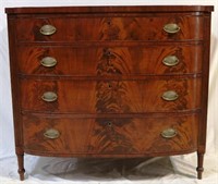 Sheraton bow front early chest 4 drawers