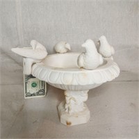 Vintage alabaster tabletop bird bath