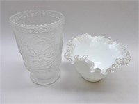 Fenton Glass Vase & Bowl