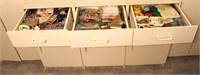 3 Drawers assorted sewing items