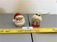 Vintage Christmas Santa and Mrs Claus Ornaments