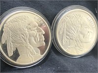 Lot of 2 each 1 oz 999 fine silver Indianhead