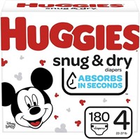 Huggies Snug & Dry Baby Diapers, Size 4, 180 Ct