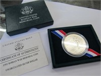 1991 Korea $1 90%  Silver UNC