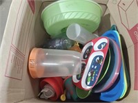 Box Lot of Plastic Items and Tupperware