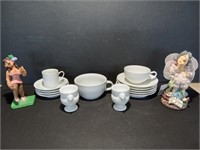 Egg Holders, Tea Cups and Saucer and 2 Knick Knack