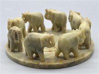 Hand Carved Bone-Like Elephant Circle Candleholder