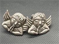 925 Silver Screwback Angel Earrings, 
TW 9.7g