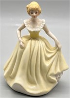Vtg. Porcelain Figurine Lady in Long Yellow Dress