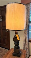 pair of matching wooden lamps