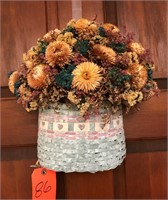 decorative hanging basket w/faux flowers