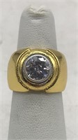 Men’s Goldtone Ring With Clear Stone