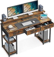 ODK Computer Desk with Drawers and Shelves, 47 in