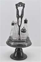 Antique Victorian 5pcs Silverplate Cruet Set