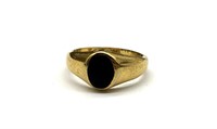 ‘Sterling’ Marked Ring with Black Stone Size